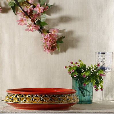 

caffeine Decorative Bowl 10 Inch in Orange Morocco Handmade Ceramic Bowl(Orange, Pack of 1)
