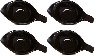 

caffeine Dip and Sauce Diva Serving Bowl in Black Glossy (Set of 4) Ceramic Bowl Set(Black, Pack of 4)