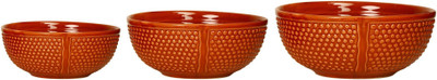

Caffeine Serving Ceramic in Orange Bubble (1 Large, 1 Medium & 1 Small) (Set of 3) Stoneware Bowl Set(Brown, Pack of 3)