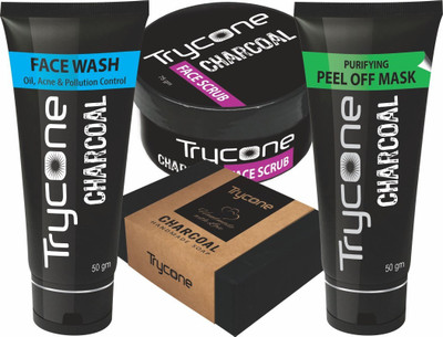 

Trycone Combo of Charcoal Peel-off Mask, Face Wash, Scrub and Soap for Men and Women(Set of 4)
