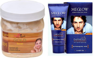 

Pink Root GOLD SCRUB 500ML WITH MEGLOW MEN FAIRNESS CREAM (SPF-15)(Set of 2)