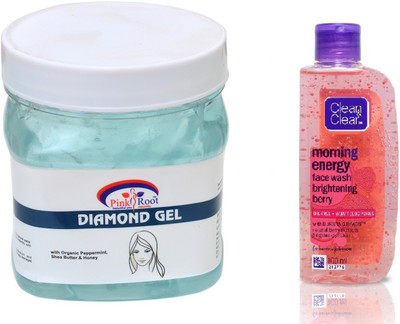 

Pink Root DIAMOND GEL 500ML WITH CLEAN & CLEAR BRIGHTENING BERRY FACE WASH(Set of 2)