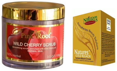 

Pink Root WILD CHERRY SCRUB 100G WITH NATURE'S ESSENCE 43G GOLD BLEACH(Set of 2)