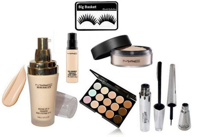 

big basket Eyelashes, Mineralize Foundation,Pro Longwear Concealer,Loose Powder,15 Shade Concealer Palette,Brooke Candy Liner&Mascara(Set of 7)