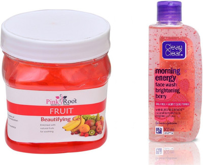 

Pink Root FRUIT GEL 500ML WITH CLEAN & CLEAR BRIGHTENING BERRY FACE WASH(Set of 2)