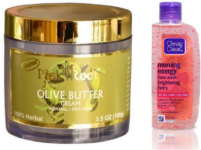 

Pink Root OLIVE BUTTER CREAM 100G WITH CLEAN & CLEAR BRIGHTENING BERRY FACE WASH(Set of 2)