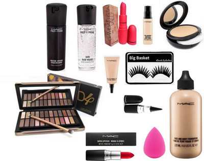 

big basket Eyelashes, Mac Studio Fix Compact,Face and Body Foundation,Red Lipstick,Select Cover,Pro Longwear Concealer,Prep+Primer Skin Base Visage Primer,Prep+Prime Moisture Infusion Serum Hydratant,Giambattista Lipstick,Stick,Naked 4 Eyeshadow Palette &