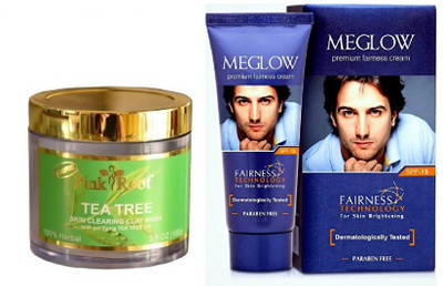 

Pink Root TEA TREE MASK 100G WITH MEGLOW MEN FAIRNESS CREAM (SPF-15)(Set of 2)