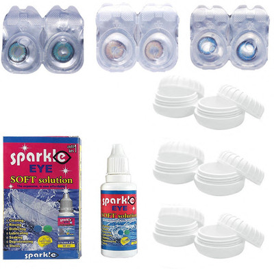 

Sparkle Eye Pack of 3 Aqua, Hazel & Sea Blue Monthly(0, Colored Contact Lenses, Pack of 3)