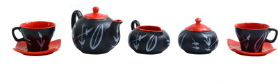 

Caffeine Black Bamboo Stoneware(Black, Pack of 7)