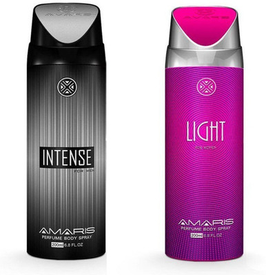 

Amaris Intense & Light Perfume Body Spray - For Men & Women(400 ml, Pack of 2)