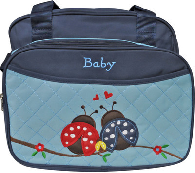 

EZ Life Baby Diaper Carry Bag - Ladybirds - 6 compartments - Diaper Changing Mat Included - Waterproof - Large - Nylon - Blue Diaper Bag(Blue)