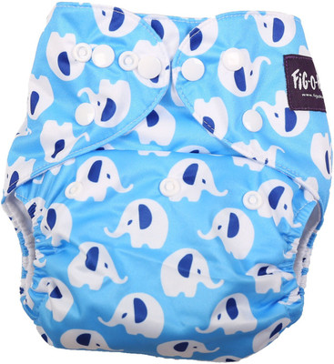 

FigOHoney Elephant print one-size reusable pocket style cloth diaper - L