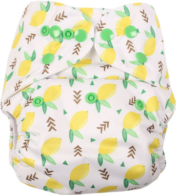 

FigOHoney Lemon print one-size reusable pocket style cloth diaper - L