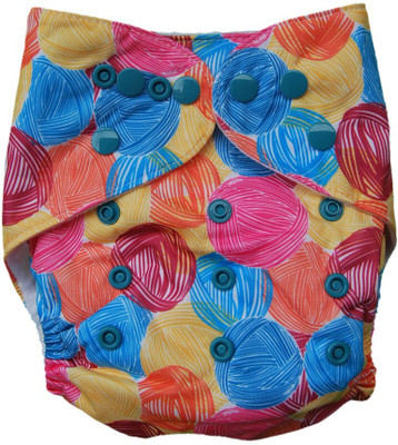 

FigOHoney Yarnball print one-size reusable pocket style cloth diaper - L