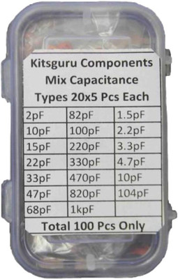 

KitsGuru 110 Pcs 50 Volt Mix Capacitance Pack (Type 20X5 Pcs. Each) Electronic Components Electronic Hobby Kit