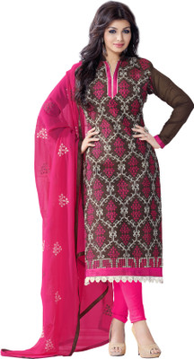 

Khushali Chanderi Self Design, Embroidered Salwar Suit Dupatta Material(Un-stitched), Brown;multicolor;pink