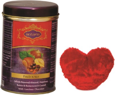 

Skylofts 100gms Fruit N Nut chocolates Tin combo with a cute heart Combo(100gms)