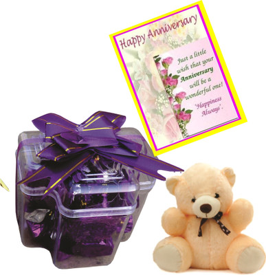 

Skylofts Stylish chocolate pack with Teddy and a Anniversary Card Combo(80gms)
