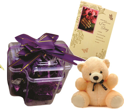 

Skylofts Plus with a cute teddy and A Sorry card ( 9pc chocolate) Combo(80gms)