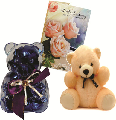 

Skylofts Cute Acrylic Teddy Bear Chocolate Gift Pack With A Cute Teddy And sorry card Combo(80gms)