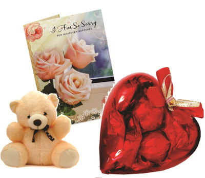 

Skylofts Cute Acrylic Heart Chocolate Gift Pack With A Cute Teddy And Sorry Card Combo(60gms)