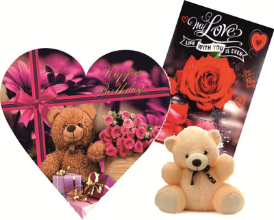 

Skylofts Cute 5pc Chocolate Birthday Heart Gift Box with a cute teddy & love card Combo(45gms)