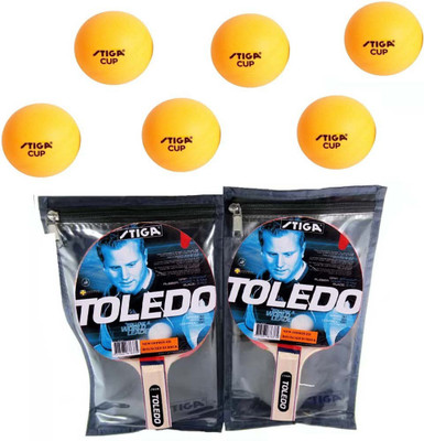 

Cosco Stiga Table Tennis Racquet ( 2 Toledo ), ( 2 Cover ), ( 6 Balls ) Table Tennis Kit