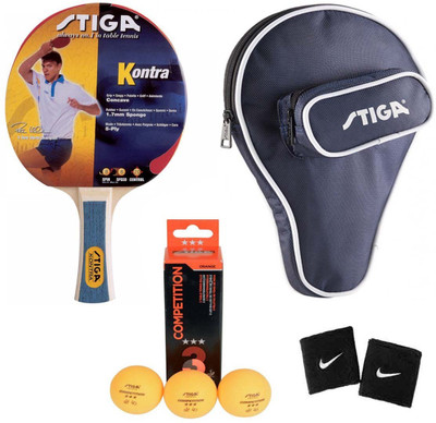 

Cosco Stiga Kontra Table Tennis ( 1 Bat, 1 Bat Cover "Training", 3 Table Tennis Balls, 2 Wrist Band ) ( Color on Availability) Table Tennis Kit