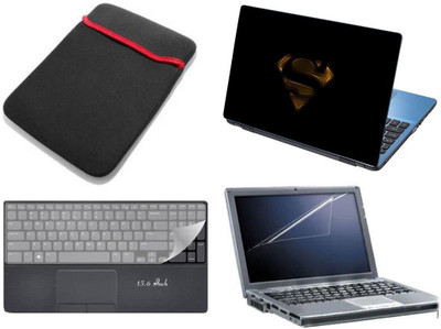 

PUNIX Super Man Logo 4 In 1 Combo Set - Laptop Skin Sticker Decal 15.6 Inch (15X10) Combo Combo Set(Multicolor)