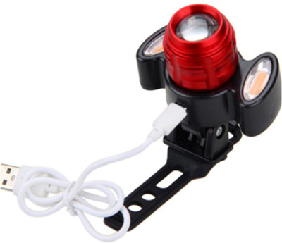 

FurMito Bicycle Rechargeable 4 Mode Zooming Headlight With 2 Laser and 5 LED Front Rear Light Combo(Black, Red), Red;white
