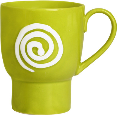 

Caffeine Ceramic in Green & White Doodle Platform (Set of 1) Handmade Ceramic Mug(400 ml)
