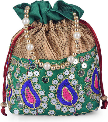 

HAPHAE Attractive potli bag is used to give money and shagun gifts-GREEN Potli(Green)