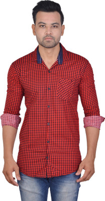 La Milano Men Checkered Casual Red Shirt