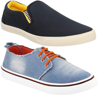 

Pexlo Combo Pack of 2 Casual Shoes (Sneakers Shoes) Slip On Sneakers For Men(Blue, Black & blue