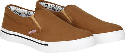 

Kraasa Elegant Canvas Slip On Sneakers For Men(Tan