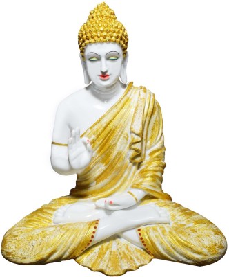 GW Creations Polyresin Sitting Buddha Idol Statue Showpiece Decorative Showpiece  -  38 cm(Polyresin, Gold)