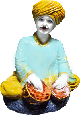 GW Creations 1 Rajasthani Musicians Statue Polyresin Multicolour Marble Finish Decorative Showpiece  -  18 cm(Polyresin, Multicolor)