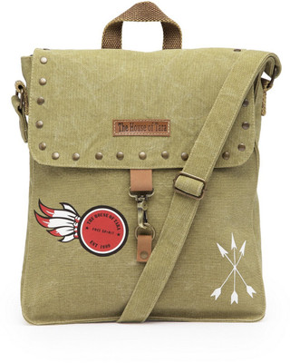 

The House of Tara Men & Women Casual Beige Canvas, Fabric Messenger Bag