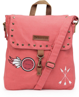 

The House of Tara Men & Women Casual Pink Canvas, Fabric Messenger Bag