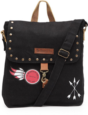 

The House of Tara Men & Women Casual Black Canvas, Fabric Messenger Bag