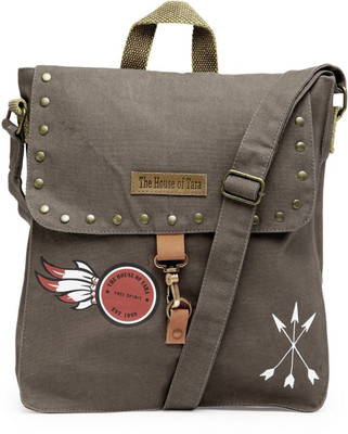 

The House of Tara Men & Women Casual Grey Canvas, Fabric Messenger Bag