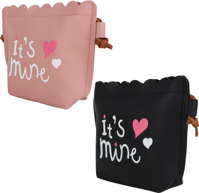 

Tuelip Women Casual Pink, Black PU Sling Bag, Black;pink