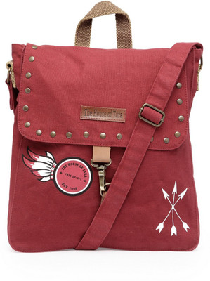 

The House of Tara Men & Women Casual Maroon Canvas, Fabric Messenger Bag