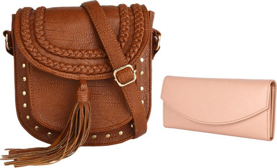 

Lychee Bags Women Casual Brown, Pink PU Sling Bag