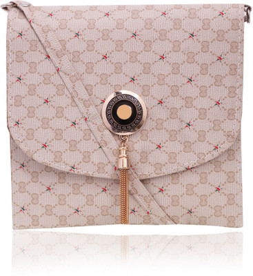 

minaar Women Evening/Party, Casual Beige Leatherette, PU Sling Bag
