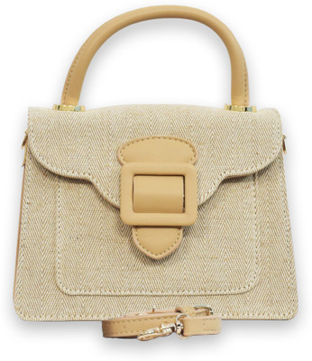 GIRL EXCUSE Women Casual Beige Jute Sling Bag