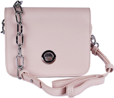 Prink Women Formal Pink Leatherette Sling Bag