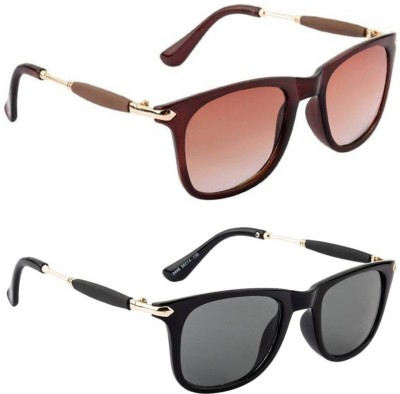 Aoking Wayfarer Sunglasses(For Men & Women, Brown, Black)