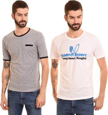 Campus Bunny Graphic Print Men Round Neck Multicolor T-Shirt(Pack of 2) Flipkart